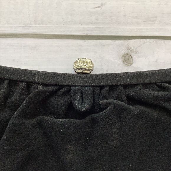 Black Fabric Formal Evening Clutch Purse‎ Bag Rhinestone Snap Closure - Picture 8 of 11